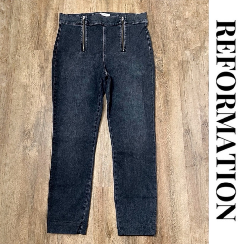 Reformation Krista High‎ & Skinny Double Exposed Zippers Jean in Avalon